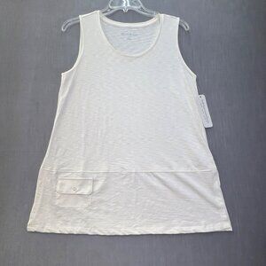 Soft Surroundings‎ Women Sleeveless Beige Tunic Tank Top Front Pocket Size Small